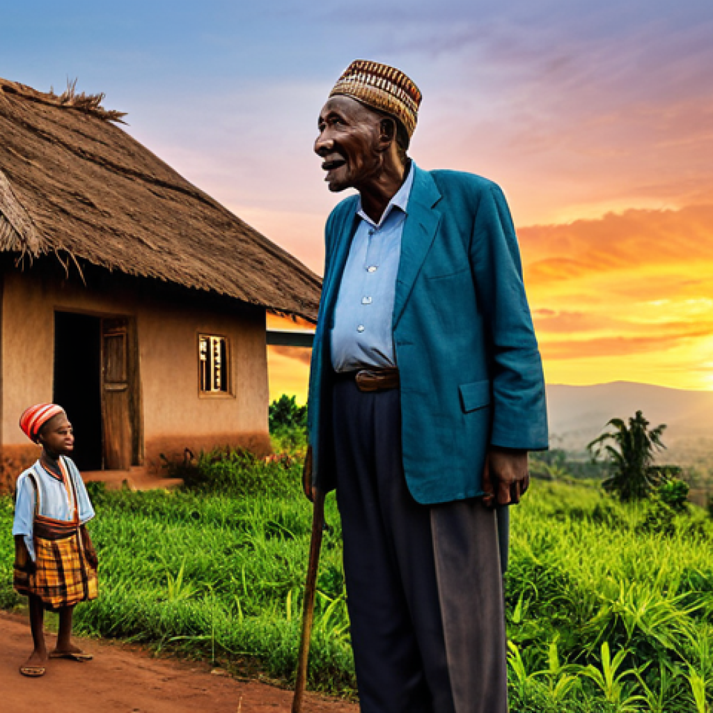 르완다의 문학과 시 - **口承文学の語り部**

    ルワンダの伝統的な村で、老人が子供たちに物語を語っている。老人は伝統的な衣装を身に着け、表情豊かに物語を語っている。子供たちは興味津々に老人の話に聞き入っている。背...