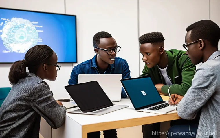 르완다의 도시 계획 - **Prompt for an image depicting Rwanda's ICT Nation strategy:**
    "A vibrant, modern innovation hu...