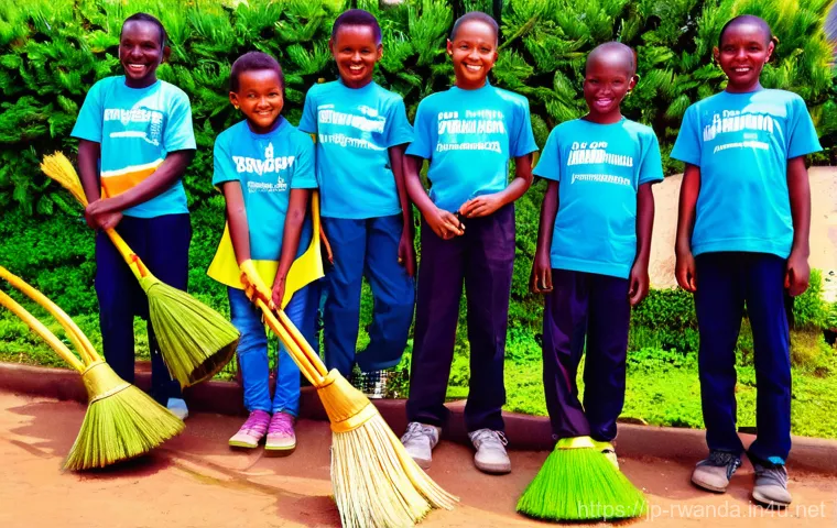 르완다의 빈곤 감소 프로그램 - **"Umuganda: Community in Action"**
    A vibrant, wide-angle shot of a diverse group of Rwandan cit...
