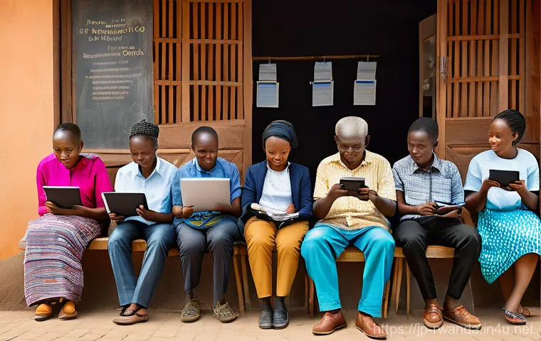 르완다의 주요 공공 서비스 - **Prompt:** A diverse group of Rwandan citizens, encompassing young adults, middle-aged individuals,...