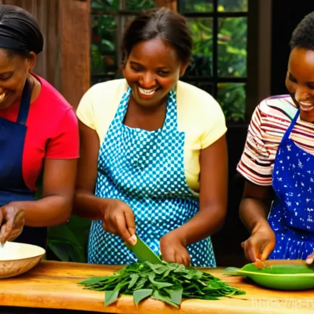 르완다의 전통 음식 요리 수업 - **Rwandan Cooking Class: A Culinary Cultural Exchange**
"A vibrant and heartwarming scene inside...