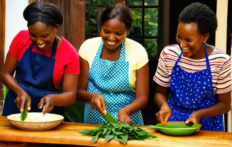 르완다의 전통 음식 요리 수업 - **Rwandan Cooking Class: A Culinary Cultural Exchange**
    "A vibrant and heartwarming scene inside...