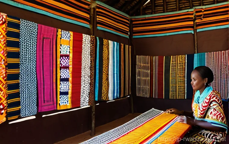 르완다 전통 직물 박물관 - **Prompt: "The Heart of Rwanda's Craftsmanship"**
    A captivating interior shot of the Rwanda Trad...