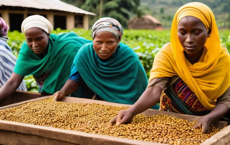 르완다 커피 생산지 투어 - A breathtaking panoramic view of Rwanda's "Land of a Thousand Hills." Lush, verdant coffee plantatio...