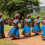 르완다 민속 음악 축제의 성공 요인 - **"Rwandan Rhythms and Dance:** A vibrant, dynamic image of a Rwandan traditional music and dance pe...