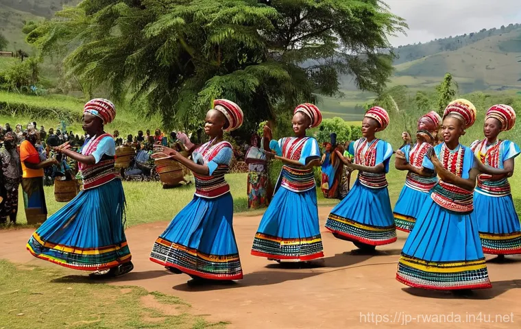 르완다 민속 음악 축제의 성공 요인 - **"Rwandan Rhythms and Dance:** A vibrant, dynamic image of a Rwandan traditional music and dance pe...