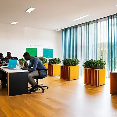 르완다의 창업 생태계 - **Prompt 1: Vibrant Rwandan Tech Innovation Hub**
    "A bustling, modern tech innovation hub in Kig...