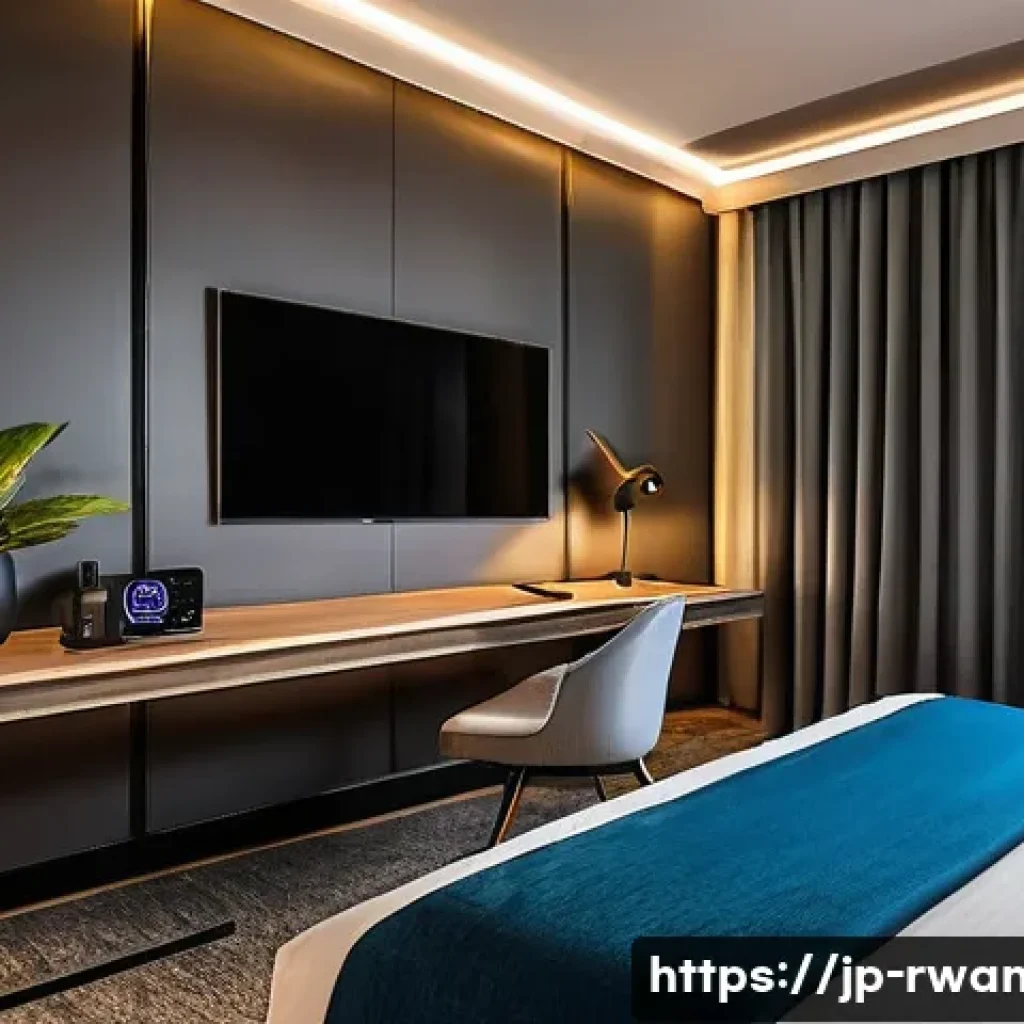 르완다의 주요 비즈니스 호텔 - A modern business hotel room in Kigali designed for productivity and comfort, featuring a spacious d...