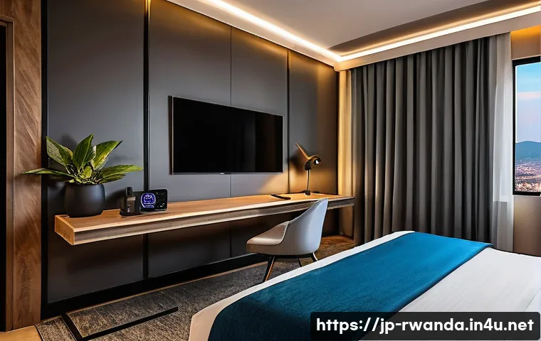 르완다의 주요 비즈니스 호텔 - A modern business hotel room in Kigali designed for productivity and comfort, featuring a spacious d...