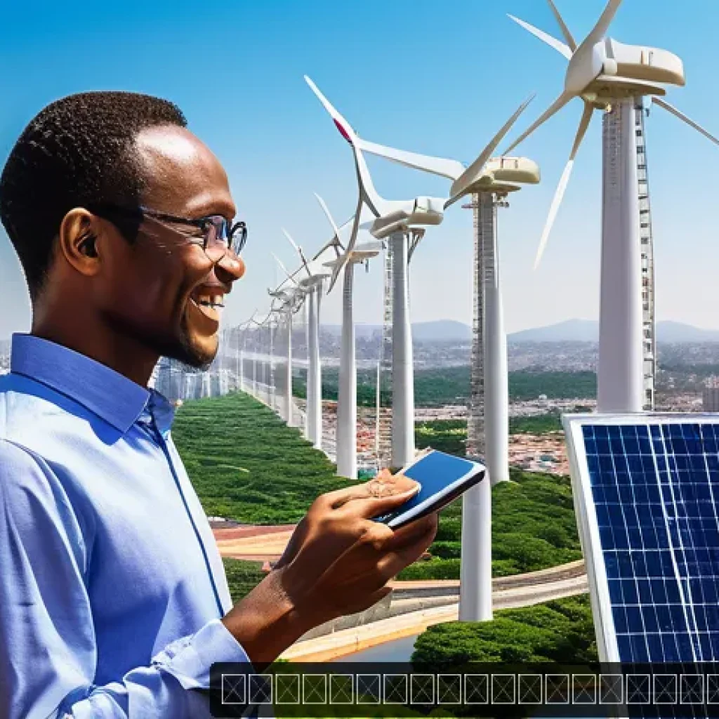 르완다와 아프리카 개발은행 - A vibrant smart city scene in Africa showcasing advanced digital infrastructure: high-speed fiber op...