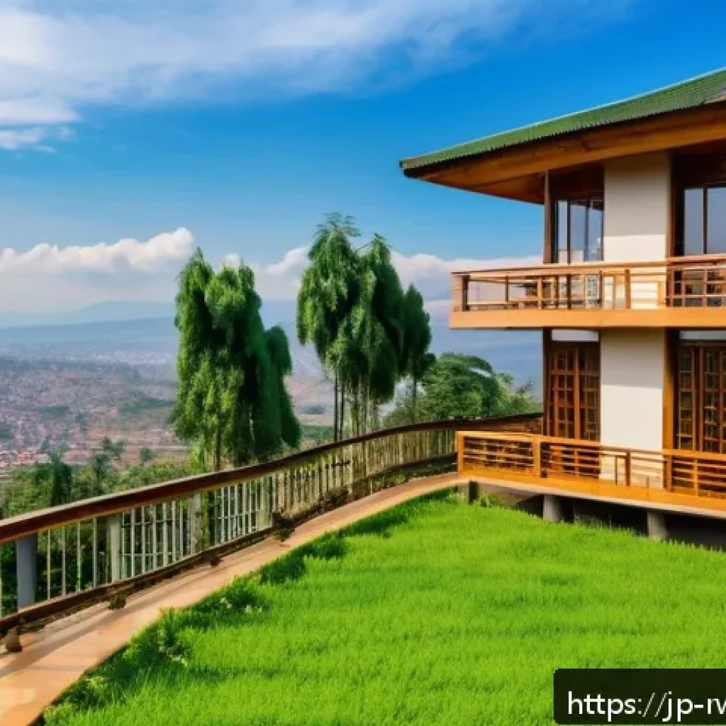 르완다의 주거 시설 - A vibrant urban scene in Kigali, Rwanda, showcasing a seamless blend of traditional and modern archi...